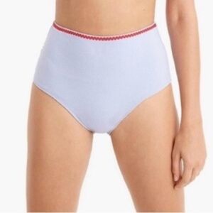 J.Crew periwinkle highrise full coverage swim bottom Rick Rack Trim red trim XXS